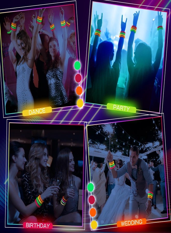 Landical 48 Pcs Halloween Glow in the Dark UV Bead Bracelets Neon Halloween Glow Party Supplies 80s UV Black Light Accessories Bead Bracelets Bulk for Birthday Decorations Wedding Dance Party Favors - Image 5